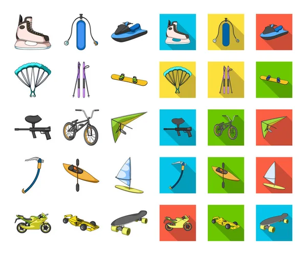 Extreme sport cartoon,flat icons in set collection for design.Different kinds of sports vector symbol stock web illustration. — Stock Vector
