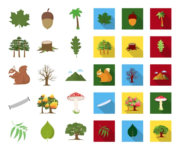 Floresta e natureza desenhos animados, ícones planos em coleção de conjuntos para design. Floresta vida vetor símbolo web ilustração . — Vetor de Stock