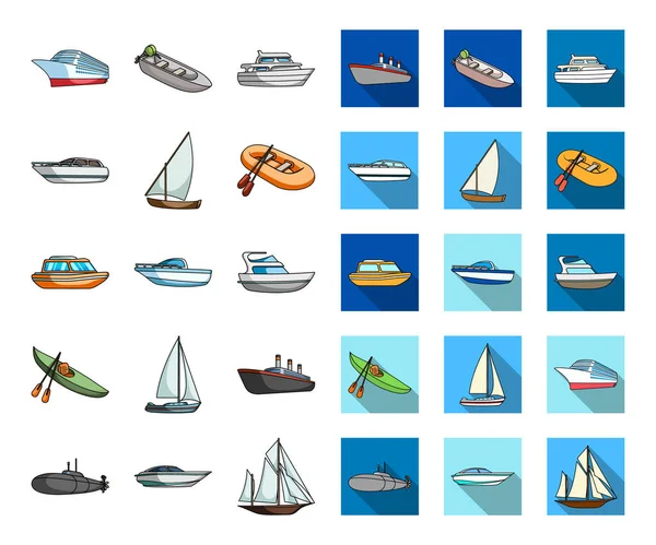 Water Sea Transport Cartoon Flat Icons Set Collection Design Разнообразие — стоковый вектор