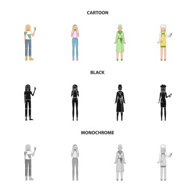 Duruş ve ruh hali logo vektör tasarımı. Duruş ve kadın hisse senedi vektör çizim koleksiyonu.