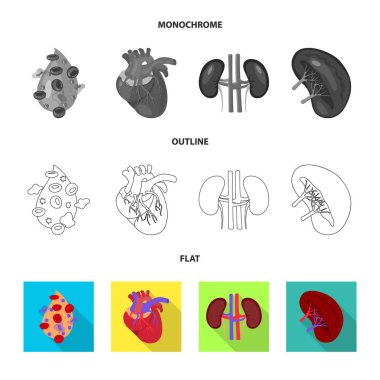 Biyoloji ve bilimsel simge vektör çizimi. Hisse senedi için biyoloji ve laboratuvar vektör simge topluluğu.