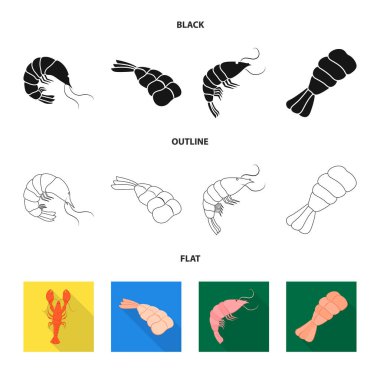 Meze ve okyanus simgesi yalıtılmış nesne. Meze ve incelik hisse senedi vektör çizim topluluğu.