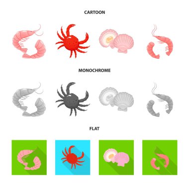 Taze ve restoran logosu yalıtılmış nesne. Web için taze ve deniz hisse senedi simgesi kümesi.