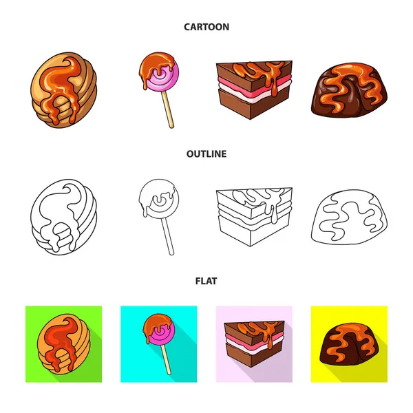 Isoliertes Objekt von Süßwaren und kulinarischem Logo. Sets von Süßwaren und Produktvektorsymbolen für Aktien. — Stockvektor