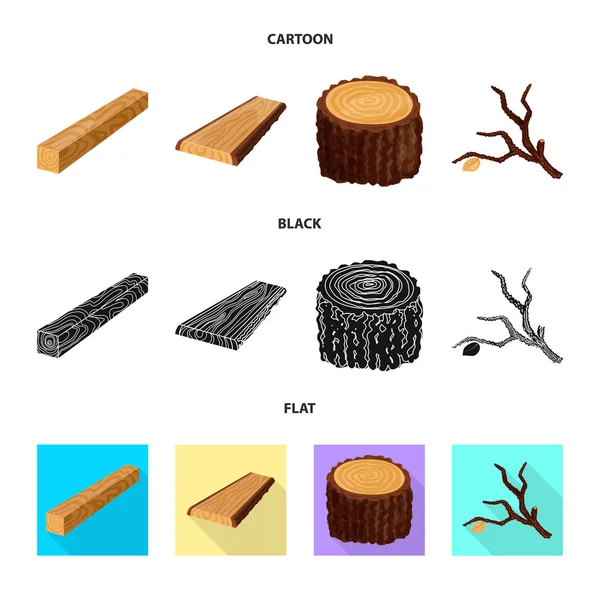 Illustration vectorielle de l'arbre et logo brut. Ensemble de symbole d'arbre et de stock de construction pour la toile . — Image vectorielle