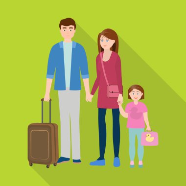 Annem ve babam logo vektör tasarımı. Anne ve bavul hisse senedi vektör çizim topluluğu.