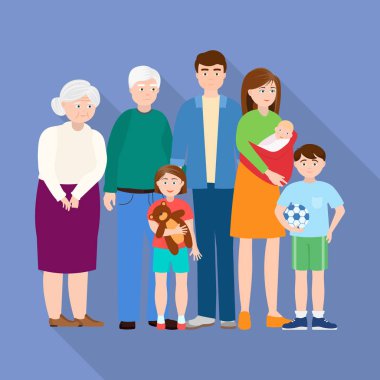 Akraba ve baba logo vektör Illustration. Akraba ve büyükbaba hisse senedi vektör çizim seti.