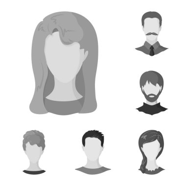 Karakter ve profil logo vektör tasarımı. Karakter ve web için kukla hisse senedi simgesi toplama.