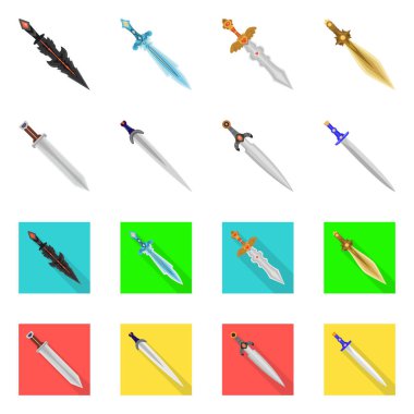 Oyun ve zırh logo yalıtılmış nesne. Bıçak vektör simge stok ve oyun topluluğu.