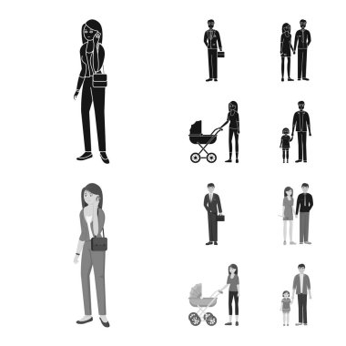 Karakter ve avatar simge vektör Illustration. Hisse senedi için karakter ve portre vektör simge kümesi.