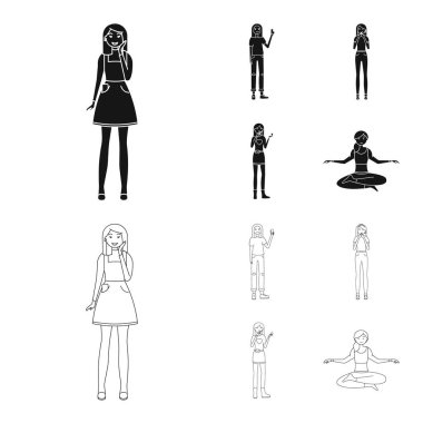 Duruş ve ruh hali işareti yalıtılmış nesne. Duruş ve kadın hisse senedi vektör çizim.