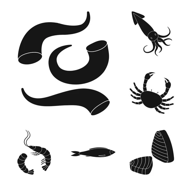 市場と海洋のロゴのベクター イラストです。Web の市場と海の銘柄記号のセット. — ストックベクタ