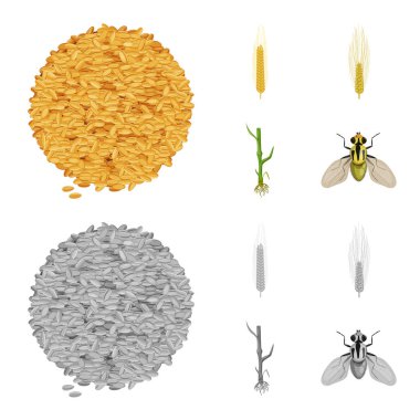 Yalıtılmış nesne tarım ve tarım sembolü. Hisse senedi için Tarım ve bitki vektör simge kümesi.