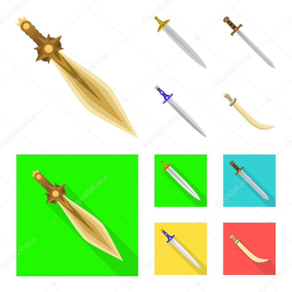 Vector design of game  and armor  logo. Set of game  and blade  vector icon for stock.