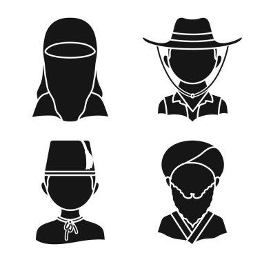 İnsan ve kültür sembolü yalıtılmış nesne. Hisse senedi için kişi ve yarış vektör simge kümesi.