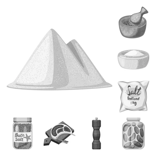Ilustração vetorial de sal e logotipo da comida. Coleta de sal e mineral estoque vetor ilustração . —  Vetores de Stock