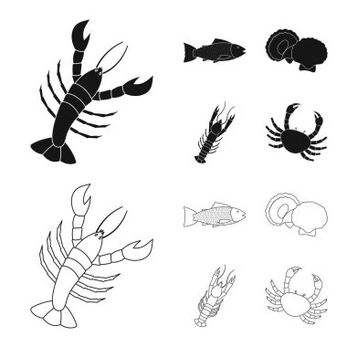 Taze ve restoran simge vektör Illustration. Taze ve deniz hisse senedi vektör çizim topluluğu.