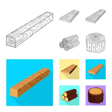 Yalıtılmış nesne ağacı ve ham sembol. Web için ağaç ve inşaat hisse senedi simgesi kümesi.