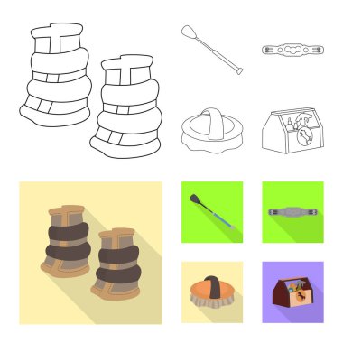 Ekipman ve binicilik sembolü yalıtılmış nesne. Hisse senedi için ekipman ve rekabet vektör simge kümesi.