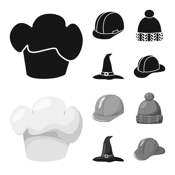 Design vettoriale dell'icona dell'abbigliamento e del cappuccio. Set di abbigliamento e berretto stock symbol per web . — Vettoriale Stock