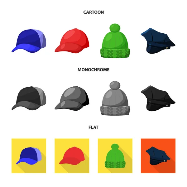 Ilustración vectorial de la ropa y el símbolo de gorra. Colección de ropa y boina icono vectorial para stock . — Archivo Imágenes Vectoriales