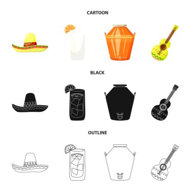 Kafe ve Latin simge vektör tasarımı. Kafe ve hisse senedi için ulusal vektör ikon koleksiyonu.