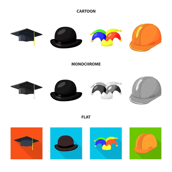 Geïsoleerde object van kleding en cap pictogram. Set van kleding en baret voorraad vectorillustratie. — Stockvector