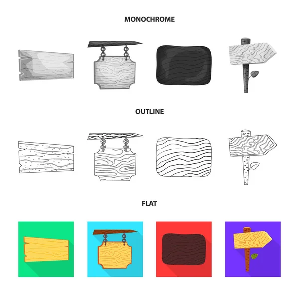 Illustrazione vettoriale del segno grezzo e forestale. Raccolta di stock di legno grezzo e duro simbolo per il web . — Vettoriale Stock