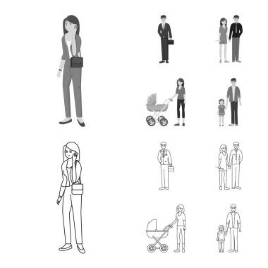 Karakter ve avatar logo yalıtılmış nesne. Web için karakter ve portre hisse senedi simgesi kümesi.