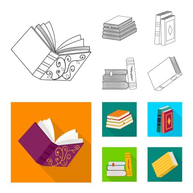 Eğitim ve kapak logo vektör tasarımı. Eğitim ve hisse senedi için kitapçı vektör simge kümesi.