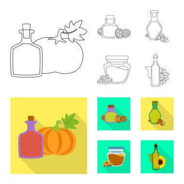 Sağlıklı ve sebze işareti vektör tasarımı. Sağlıklı kümesi ve hisse senedi için tarım vektör simgesi.