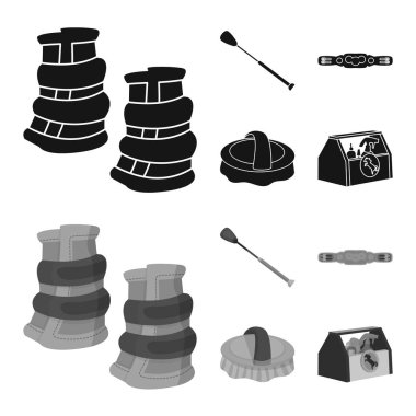 Ekipman ve Binicilik simge vektör tasarımı. Web için ekipman ve rekabet hisse senedi simgesi kümesi.