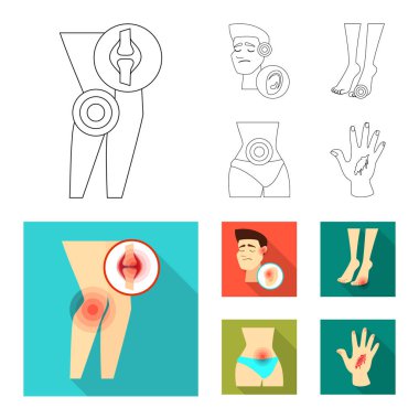 Hastane ve işleme sembol yalıtılmış nesne. Hastane ve yardım hisse senedi vektör çizim topluluğu.