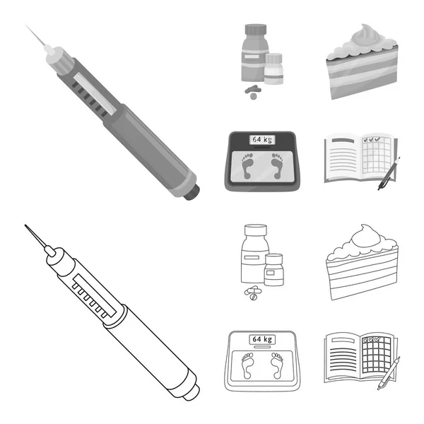 Illustrazione vettoriale del segno dieta e trattamento. Raccolta di dieta e medicina stock illustrazione vettoriale . — Vettoriale Stock