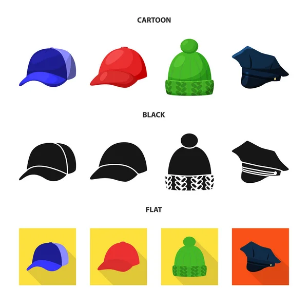 Векторная иллюстрация одежды и знака шапки. Коллекция векторной иллюстрации одежды и беретов . — стоковый вектор
