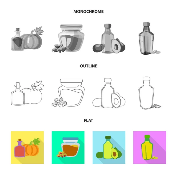 Diseño vectorial de signo saludable y vegetal. Conjunto de ilustración de vector de stock saludable y agrícola . — Archivo Imágenes Vectoriales