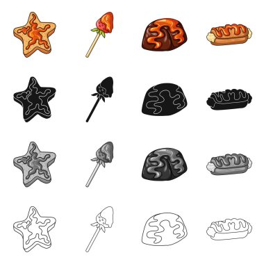 Şekerlemeler ve mutfak simge vektör tasarımı. Şekerleme ve ürün hisse senedi simgesi için web topluluğu.