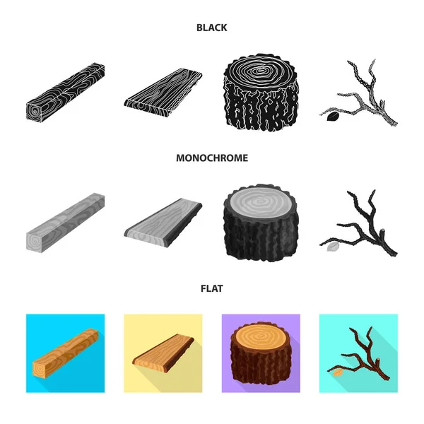 Objet isolé d'arbre et signe brut. Ensemble d'icône vectorielle arbre et construction pour stock . — Image vectorielle