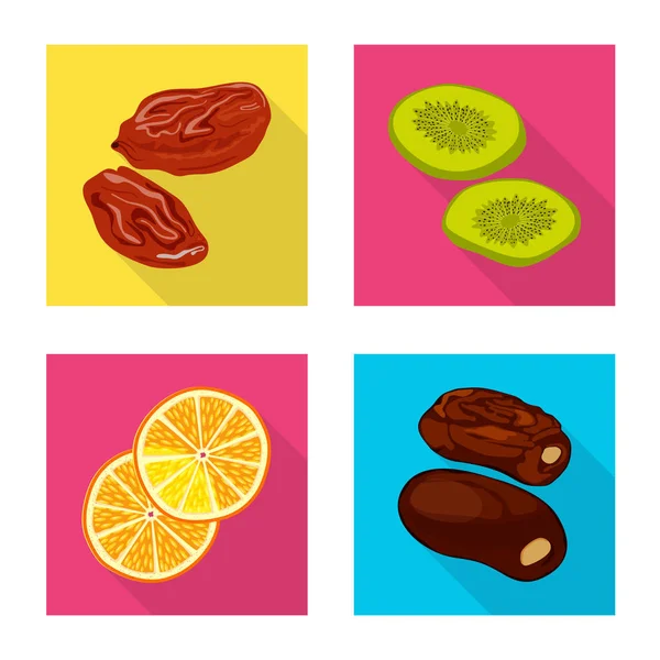 Objeto aislado de fruta y logotipo seco. Conjunto de frutas y alimentos símbolo de reserva para la web . — Vector de stock