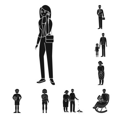 Yüz ve portre simge vektör tasarımı. Hisse senedi için yüz ve insanlar vektör simge kümesi.