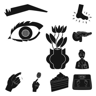 Sağlık ve tıp simge vektör tasarımı. Web için sağlık ve diyabet hisse senedi simgesi kümesi.