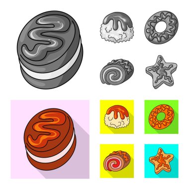 Şekerleme ve mutfak simgesi yalıtılmış nesne. Şekerlemeler ve ürün stok vektör çizim.