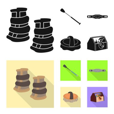 Ekipman ve Binicilik sembolü yalıtılmış nesne. Ekipman ve rekabet stok vektör çizim seti.