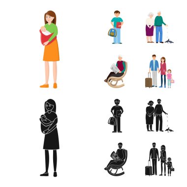 Vektör Illustration karakter ve avatar sembolü. Hisse senedi için karakter ve portre vektör simge topluluğu.