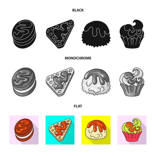 Isolierte Objekt der Süßwaren und kulinarische Ikone. Sets von Süßwaren und Warenbestand Symbol für Web. — Stockvektor