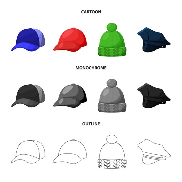Ilustracja wektorowa Odzież i cap ikony. Kolekcja odzieży i beret symbol giełdowy dla sieci web. — Wektor stockowy