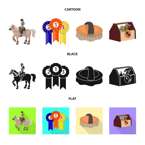 Design de vetores de equipamentos e ícone de equitação. Conjunto de equipamentos e símbolo de estoque de competição para web . —  Vetores de Stock