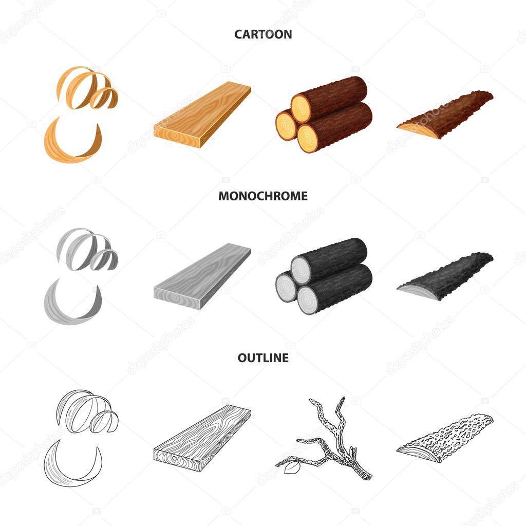 Vector design of tree   and raw  sign. Collection of tree   and construction vector icon for stock.