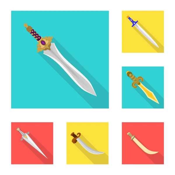 Desenho vetorial e sinal de espada. Conjunto de e ícone de vetor de faca para estoque . —  Vetores de Stock