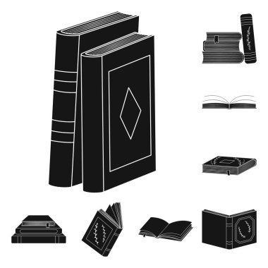 Şekil ve bilgi logo yalıtılmış nesne. İllüstrasyon ve hisse senedi için kitapçı vektör simge koleksiyonu.